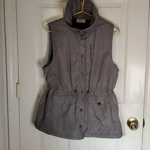 TeezHER Womens Full Snap Up Vest with Drawl String Waist and Snap Pockets